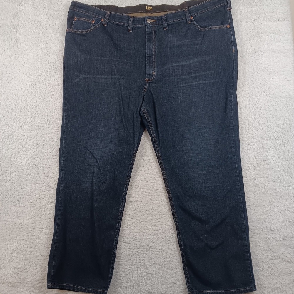 Lee Jeans Relaxed Fit Men‎ 52 x 32 Dark Wash Blue Stretch Denim IZS-G077-013